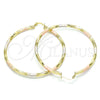 Argolla Grande 02.213.0249.60 Oro Laminado, Diseño de Hueco, Diamantado, Tres Tonos