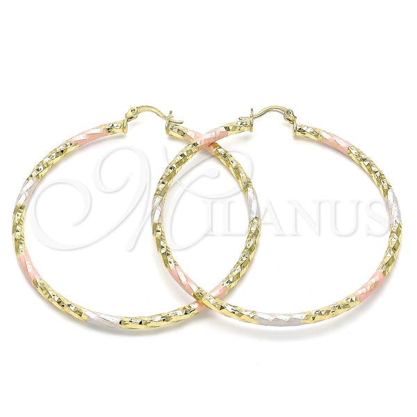 Argolla Grande 02.213.0250.60 Oro Laminado, Diamantado, Tres Tonos