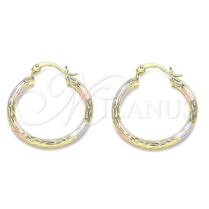 Argolla Mediana 02.213.0151.1.30 Oro Laminado, Diamantado, Tres Tonos