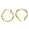 Argolla Pequeña 02.213.0154.1.25 Oro Laminado, Diseño de Hueco, Diamantado, Tres Tonos