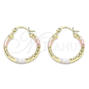 Argolla Pequeña 02.213.0154.1.25 Oro Laminado, Diseño de Hueco, Diamantado, Tres Tonos
