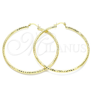 Argolla Extra Grande 02.213.0252.70 Oro Laminado, Diseño de Hueco, Diamantado, Tono Dorado