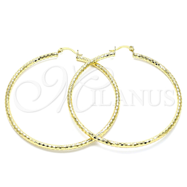 Argolla Extra Grande 02.213.0252.70 Oro Laminado, Diseño de Hueco, Diamantado, Tono Dorado
