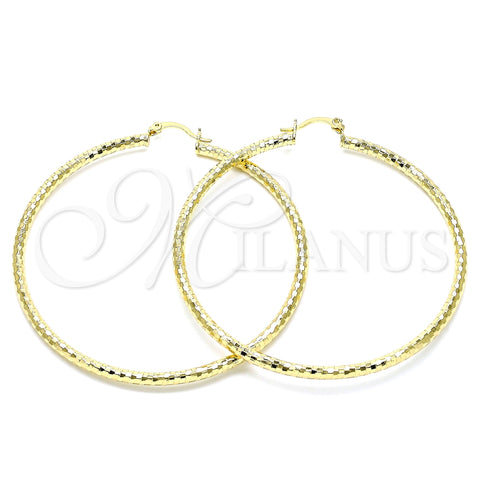 Argolla Extra Grande 02.213.0252.70 Oro Laminado, Diseño de Hueco, Diamantado, Tono Dorado