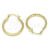 Argolla Pequeña 02.213.0154.25 Oro Laminado, Diseño de Hueco, Diamantado, Tono Dorado