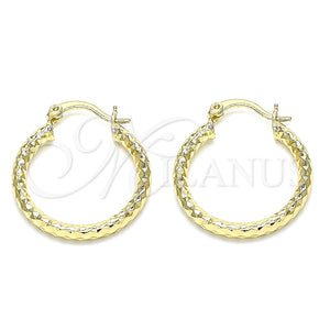Argolla Pequeña 02.213.0154.25 Oro Laminado, Diseño de Hueco, Diamantado, Tono Dorado