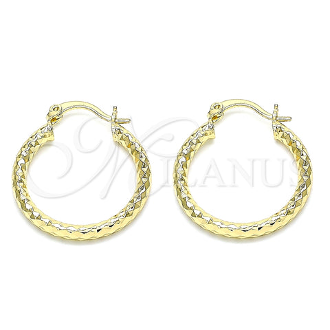 Argolla Pequeña 02.213.0154.25 Oro Laminado, Diseño de Hueco, Diamantado, Tono Dorado