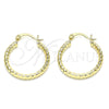 Argolla Pequeña 02.213.0154.25 Oro Laminado, Diseño de Hueco, Diamantado, Tono Dorado