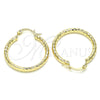 Argolla Mediana 02.213.0252.30 Oro Laminado, Diseño de Hueco, Diamantado, Tono Dorado