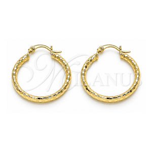 Argolla Mediana 02.213.0252.30 Oro Laminado, Diseño de Hueco, Diamantado, Tono Dorado