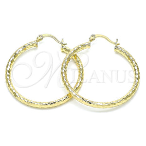 Argolla Mediana 02.213.0252.40 Oro Laminado, Diseño de Hueco, Diamantado, Tono Dorado