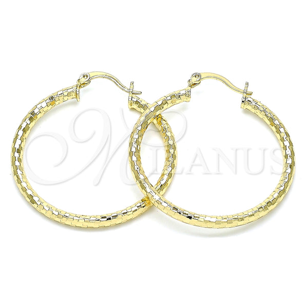 Argolla Mediana 02.213.0252.40 Oro Laminado, Diseño de Hueco, Diamantado, Tono Dorado