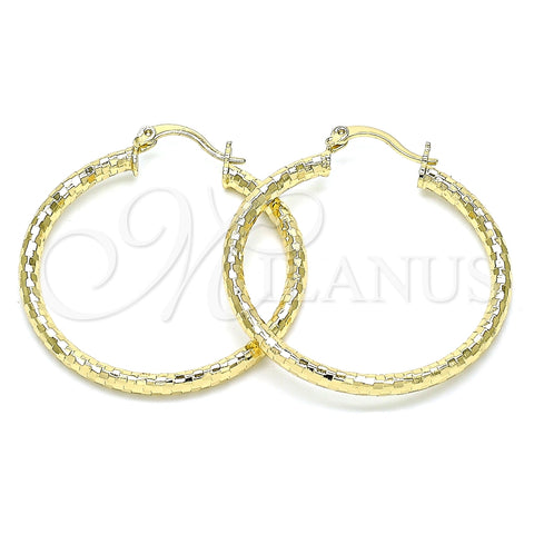 Argolla Mediana 02.213.0252.40 Oro Laminado, Diseño de Hueco, Diamantado, Tono Dorado