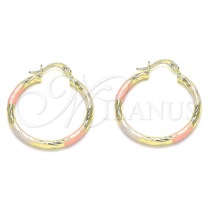 Argolla Mediana 02.213.0254.30 Oro Laminado, Diamantado, Tres Tonos