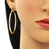 Argolla Grande 02.213.0254.50 Oro Laminado, Diseño de Hueco, Diamantado, Tres Tonos