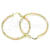 Argolla Grande 02.213.0254.50 Oro Laminado, Diseño de Hueco, Diamantado, Tres Tonos
