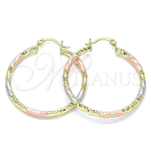 Argolla Mediana 02.213.0255.40 Oro Laminado, Diamantado, Tres Tonos