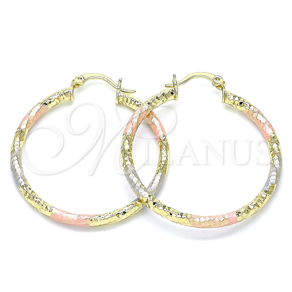 Argolla Mediana 02.213.0255.40 Oro Laminado, Diamantado, Tres Tonos