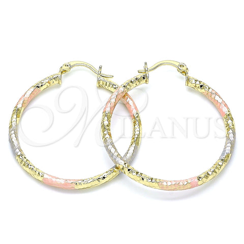 Argolla Mediana 02.213.0255.40 Oro Laminado, Diamantado, Tres Tonos