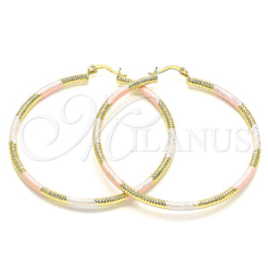 Argolla Grande 02.213.0258.1.60 Oro Laminado, Diamantado, Tres Tonos