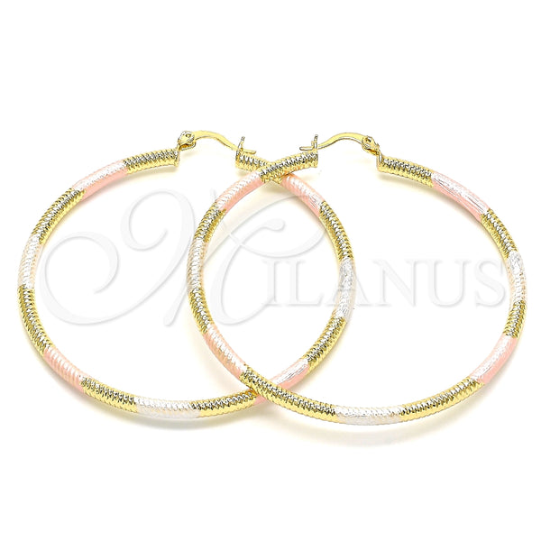 Argolla Grande 02.213.0258.1.60 Oro Laminado, Diamantado, Tres Tonos