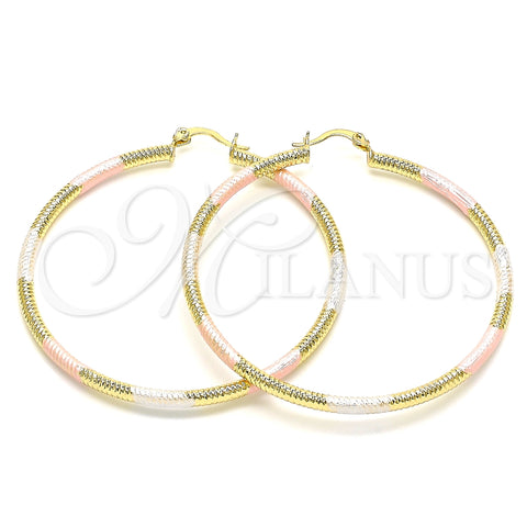 Argolla Grande 02.213.0258.1.60 Oro Laminado, Diamantado, Tres Tonos