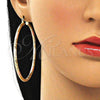 Argolla Grande 02.213.0259.60 Oro Laminado, Diseño de Hueco, Diamantado, Tres Tonos