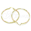 Argolla Grande 02.213.0259.60 Oro Laminado, Diseño de Hueco, Diamantado, Tres Tonos