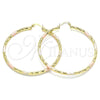 Argolla Grande 02.213.0259.60 Oro Laminado, Diseño de Hueco, Diamantado, Tres Tonos