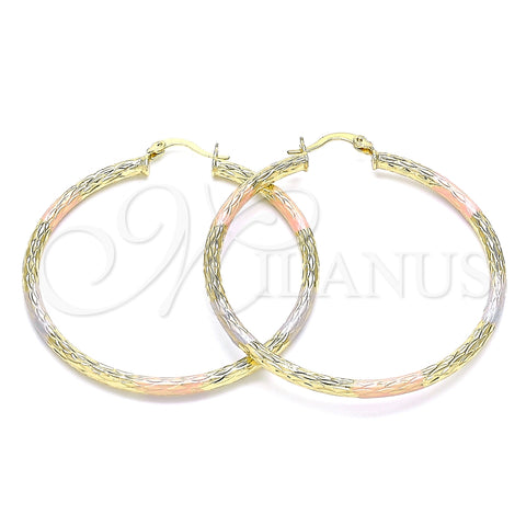 Argolla Grande 02.213.0159.1.50 Oro Laminado, Diamantado, Tres Tonos