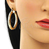 Argolla Grande 02.170.0313.40 Oro Laminado, Diseño de Hueco, Diamantado, Tono Dorado