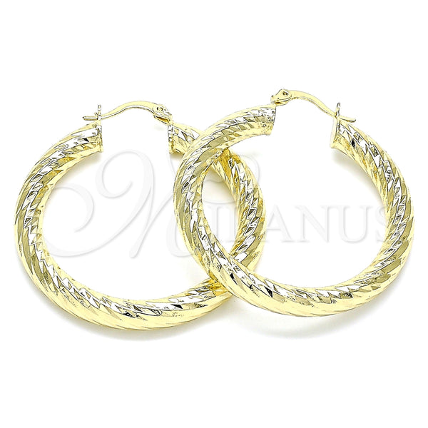 Argolla Grande 02.170.0313.40 Oro Laminado, Diseño de Hueco, Diamantado, Tono Dorado