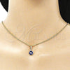 Dije Elegante 05.63.1162 Oro Laminado, Diseño de Ojo Griego, Resinado Azul, Tono Dorado