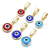 Dije Elegante 05.63.1162 Oro Laminado, Diseño de Ojo Griego, Resinado Azul, Tono Dorado