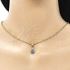 Dije Elegante 05.63.1162.1 Oro Laminado, Diseño de Ojo Griego, Resinado Azul claro, Tono Dorado