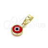 Dije Elegante 05.63.1162.2 Oro Laminado, Diseño de Ojo Griego, Resinado Rojo, Tono Dorado