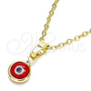 Dije Elegante 05.63.1162.2 Oro Laminado, Diseño de Ojo Griego, Resinado Rojo, Tono Dorado