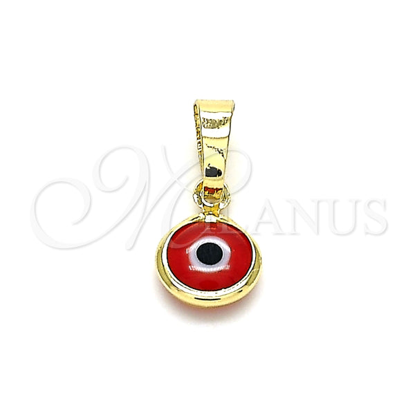 Dije Elegante 05.63.1162.2 Oro Laminado, Diseño de Ojo Griego, Resinado Rojo, Tono Dorado