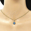 Dije Elegante 05.63.1163.1 Oro Laminado, Diseño de Ojo Griego, Resinado Azul claro, Tono Dorado