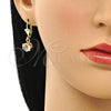 Arete Colgante 02.122.0112.5 Oro Laminado, con Blanca Cristal, Pulido, Tono Dorado