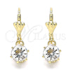 Arete Colgante 02.122.0112.5 Oro Laminado, con Blanca Cristal, Pulido, Tono Dorado