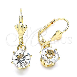 Arete Colgante 02.122.0112.5 Oro Laminado, con Blanca Cristal, Pulido, Tono Dorado