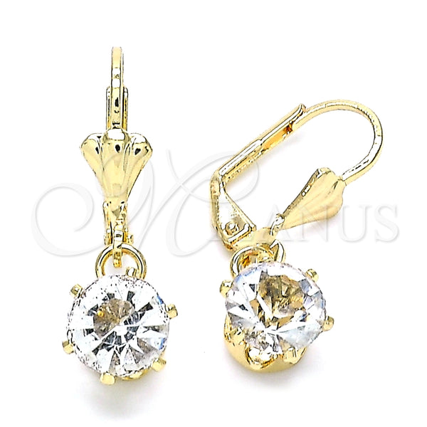 Arete Colgante 02.122.0112.5 Oro Laminado, con Blanca Cristal, Pulido, Tono Dorado