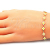 Pulsera Elegante 03.386.0009.07 Oro Laminado, Diseño de Trébol de Cuatro Hojas, Esmaltado Blanco, Tono Dorado (06 MM Thickness, 7 Inches Length)