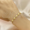 Pulsera Elegante 03.386.0009.07 Oro Laminado, Diseño de Trébol de Cuatro Hojas, Esmaltado Blanco, Tono Dorado (06 MM Thickness, 7 Inches Length)