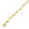 Pulsera Elegante 03.386.0009.07 Oro Laminado, Diseño de Trébol de Cuatro Hojas, Esmaltado Blanco, Tono Dorado (06 MM Thickness, 7 Inches Length)