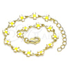 Pulsera Elegante 03.386.0009.07 Oro Laminado, Diseño de Trébol de Cuatro Hojas, Esmaltado Blanco, Tono Dorado (06 MM Thickness, 7 Inches Length)