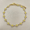 Pulsera Elegante 03.386.0009.07 Oro Laminado, Diseño de Trébol de Cuatro Hojas, Esmaltado Blanco, Tono Dorado (06 MM Thickness, 7 Inches Length)