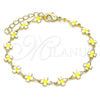 Pulsera Elegante 03.386.0009.07 Oro Laminado, Diseño de Trébol de Cuatro Hojas, Esmaltado Blanco, Tono Dorado (06 MM Thickness, 7 Inches Length)