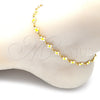 Tobillera Elegante 03.386.0009.10 Oro Laminado, Diseño de Trébol de Cuatro Hojas, Esmaltado Blanco, Tono Dorado (06 MM Thickness, 10 Inches Length)